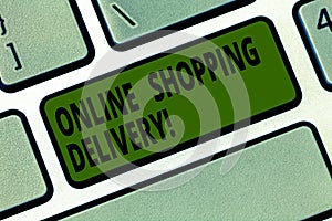 Conceptual hand writing showing Online Shopping Delivery. Business photo text Process of shipping an item from online