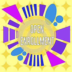 Conceptual hand writing showing Open Enrollment. Business photo text policy of allowing qualifying students to enroll in school