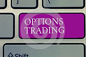 Conceptual hand writing showing Options Trading. Business photo text Different options to make goods or services spread worldwide