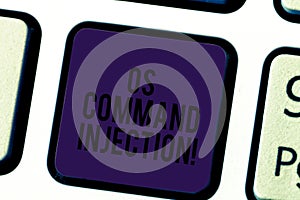 Conceptual hand writing showing Os Comanalysisd Injection. Business photo text Attack technique used for illegal photo