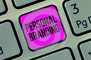 Conceptual hand writing showing Personal Branding. Business photo showcasing Marketing themselves and their careers as brands