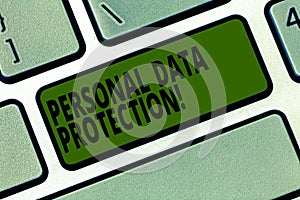 Conceptual hand writing showing Personal Data Protection. Business photo text Keeping secure the demonstratingal data