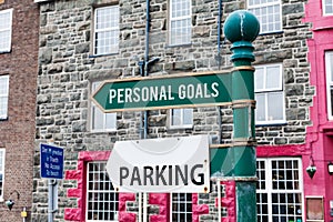 Conceptual hand writing showing Personal Goals. Business photo showcasing Target set by a demonstrating to influence his