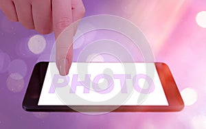 Conceptual hand writing showing photo. Business photo showcasing defined as produced by light, image taken with the help