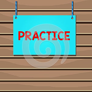 Conceptual hand writing showing Practice. Business photo text the actual application or use of an idea belief or method Wooden