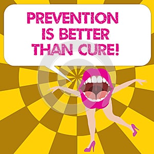 Conceptual hand writing showing Prevention Is Better Than Cure. Business photo text Disease is preventable if identified photo