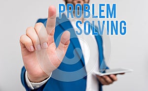 Conceptual hand writing showing Problem Solving. Business photo text process of finding solutions to difficult or