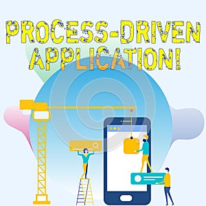 Conceptual hand writing showing Process Driven Application. Business photo showcasing workflow engine where process can