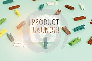 Conceptual hand writing showing Product Launch. Business photo text process to introduce new product for sale for the first time