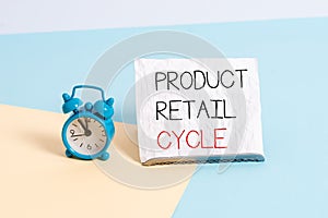 Conceptual hand writing showing Product Retail Cycle. Business photo text as brand progresses through sequence of stages