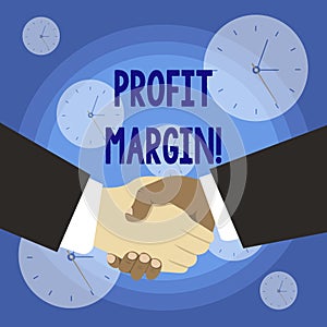 Conceptual hand writing showing Profit Margin. Business photo text amount by which revenue from sales exceeds costs in a