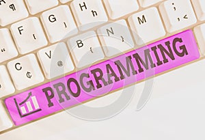 Conceptual hand writing showing Programming. Business photo text the process of preparing an instructional program for a