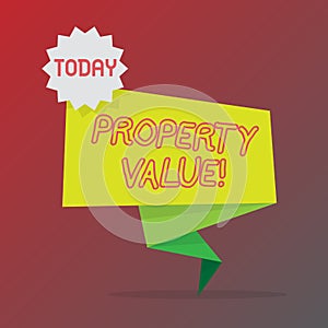 Conceptual hand writing showing Property Value. Business photo text Estimate of Worth Real Estate Residential Valuation.