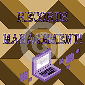 Conceptual hand writing showing Records Management. Business photo text administration of records and documented