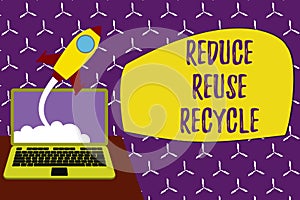 Conceptual hand writing showing Reduce Reuse Recycle. Business photo showcasing environmentallyresponsible consumer