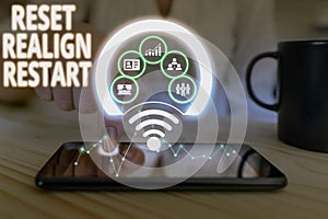 Conceptual hand writing showing Reset Realign Restart. Business photo text Life audit will help you put things in photo