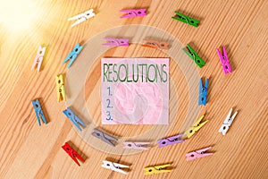 Conceptual hand writing showing Resolutions. Business photo text the act of analyzing a complex notion into simpler ones photo
