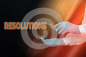 Conceptual hand writing showing Resolutions. Business photo text the act of analyzing a complex notion into simpler ones photo
