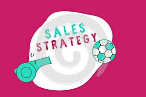 Conceptual hand writing showing Sales Strategy. Business photo showcasing Plan for reaching and selling to your target market Mark