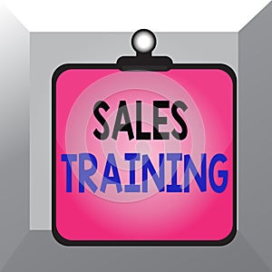 Conceptual hand writing showing Sales Training. Business photo showcasing train salesshowing the methods of great sales techniques
