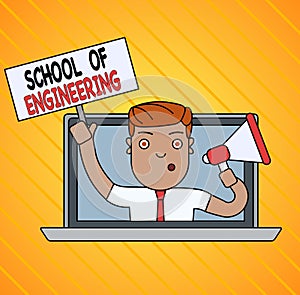 Conceptual hand writing showing School Of Engineering. Business photo showcasing college to study mechanical communication