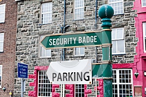 Conceptual hand writing showing Security Badge. Business photo showcasing Credential used to gain accessed on the
