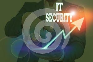 Conceptual hand writing showing It Security. Business photo text protection of data or digital asset against