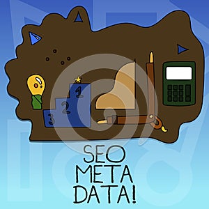 Conceptual hand writing showing Seo Meta Data. Business photo text Search Engine Optimization Online marketing strategy.