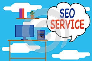 Conceptual hand writing showing Seo Service. Business photo text techniques and procedures to increase the website