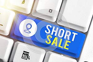Conceptual hand writing showing Short Sale. Business photo showcasing Home that is offered at a price that is less than the amount