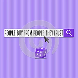Conceptual hand writing showing showing Buy From showing They Trust. Business photo showcasing Building trust and