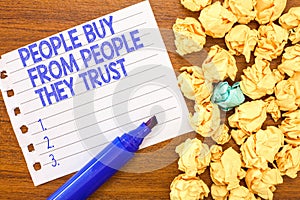 Conceptual hand writing showing showing Buy From showing They Trust. Business photo text Building trust and customer