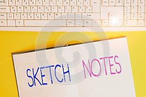 Conceptual hand writing showing Sketch Notes. Business photo text visual notetaking Combination of notetaking and doodling Copy photo