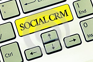 Conceptual hand writing showing Social Crm. Business photo text Customer relationship analysisagement used to engage