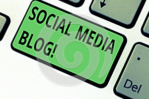 Conceptual hand writing showing Social Media Blog. Business photo text Web page that serves publicly accessible