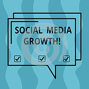 Conceptual hand writing showing Social Media Growth. Business photo showcasing marketing is obtained by value of
