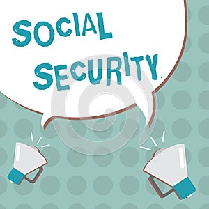 Conceptual hand writing showing Social Security. Business photo text assistance from state people with inadequate or no