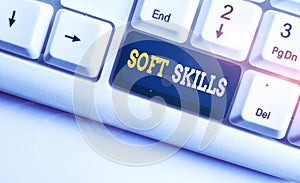 Conceptual hand writing showing Soft Skills. Business photo showcasing demonstratingal attribute enable interact photo