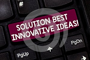 Conceptual hand writing showing Solution Best Innovative Ideas. Business photo text Good imaginative creative