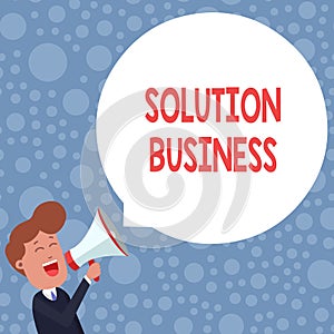 Conceptual hand writing showing Solution Business. Business photo showcasing Marketing and advertising Payroll