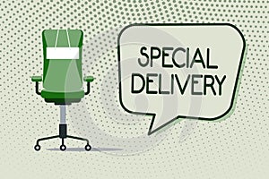 Conceptual hand writing showing Special Delivery. Business photo showcasing getting products or service directly to your