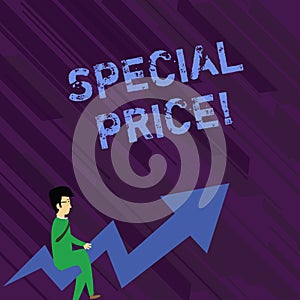 Conceptual hand writing showing Special Price. Business photo text selling at a price that is lower than usual