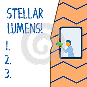 Conceptual hand writing showing Stellar Lumens. Business photo text cryptocurrency platform that uses on remittance and