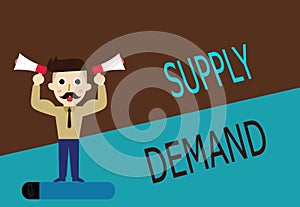 Conceptual hand writing showing Supply Demand. Business photo text Relationship between the amounts available and wanted