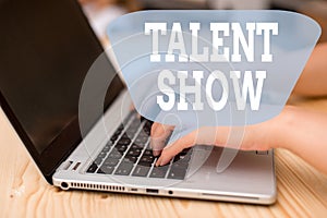 Conceptual hand writing showing Talent Show. Business photo showcasing Competition of entertainers show casting their