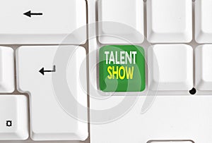 Conceptual hand writing showing Talent Show. Business photo text Competition of entertainers show casting their
