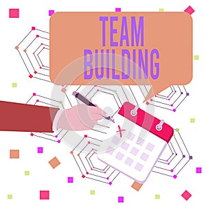 Conceptual hand writing showing Team Building. Business photo text various types of activities used to enhance social