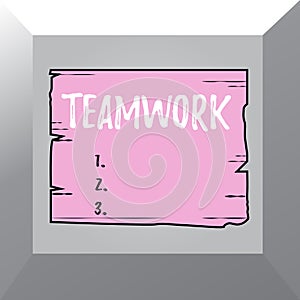 Conceptual hand writing showing Teamwork. Business photo showcasing Group of showing who work together as one and with