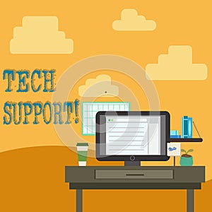 Conceptual hand writing showing Tech Support. Business photo text service by hardware or software which help and advice
