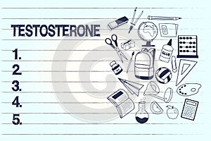 Conceptual hand writing showing Testosterone. Business photo text Hormone development of male secondary sexual characteristics